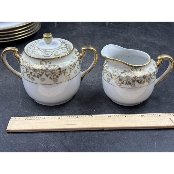 Vintage Japanese Tea Set | Lusterware Cups + Porcelain Teapot & Serving Pieces - Picture 7 of 14